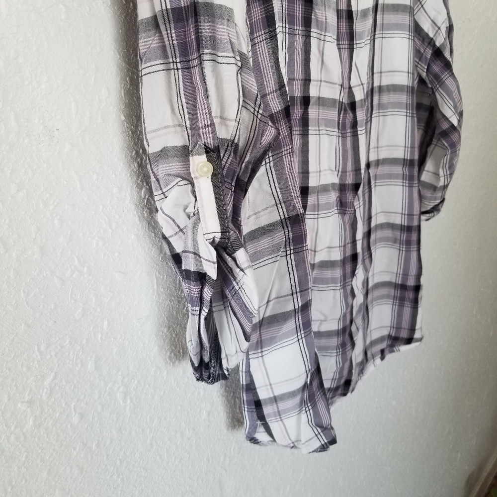 Loft plaid loose fitting 3/4 sleeves top - Picture 3 of 7